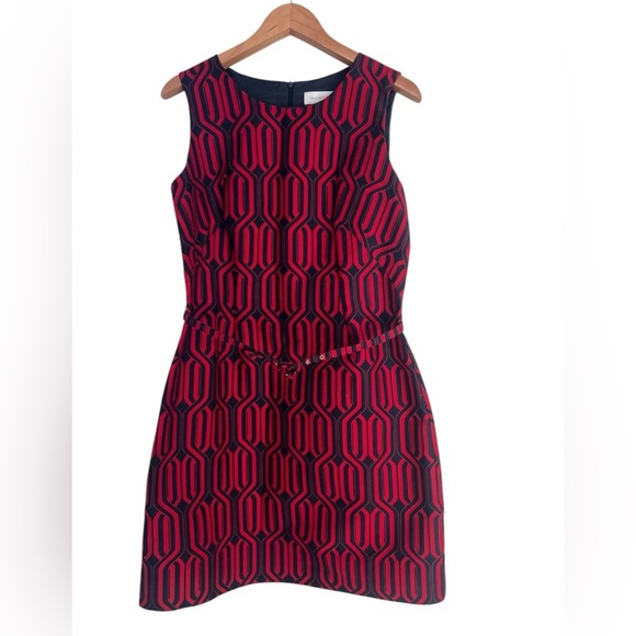 LESLEY EVERS Red & Navy Geometric Dress - Picture 1 of 7